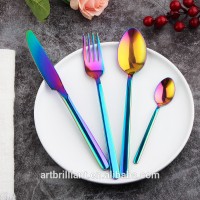 Luxury Cutlery set sterilize 24pcs rainbow pure titanium cutlery set