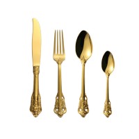 Cutlery set retro cutlery 18/10 Stainless steel gold-plated knife Forks supper Western cutlery