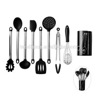 2019 New Cooking Tools Stainless Steel and Silicone Kitchen Accessories Set Utensil Set of 9 with Holder