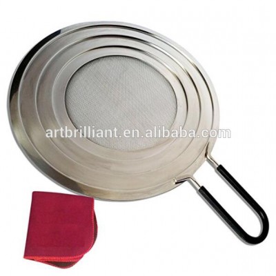 Set of Grease Splatter Screen for Frying Pan 13 inch SS Fine Mesh Cast Iron Skillet Lid Cover