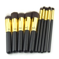 Eco-friendly long handle professional private label makeup brush ten piece cosmetic brush set