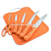 Cheap Promotional 6pcs Cutlery set Plastic Cutting board knife with Scissors